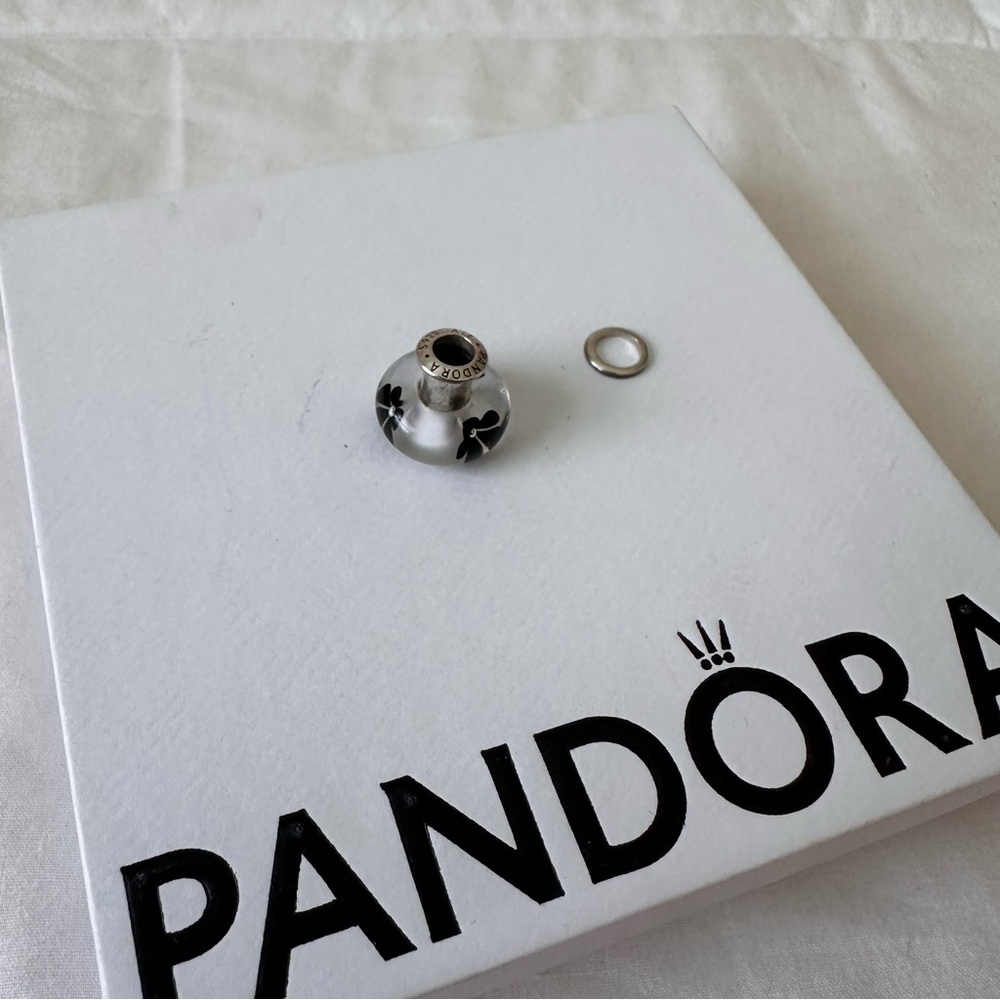 Pandora Murano Black Flower Bead Charm